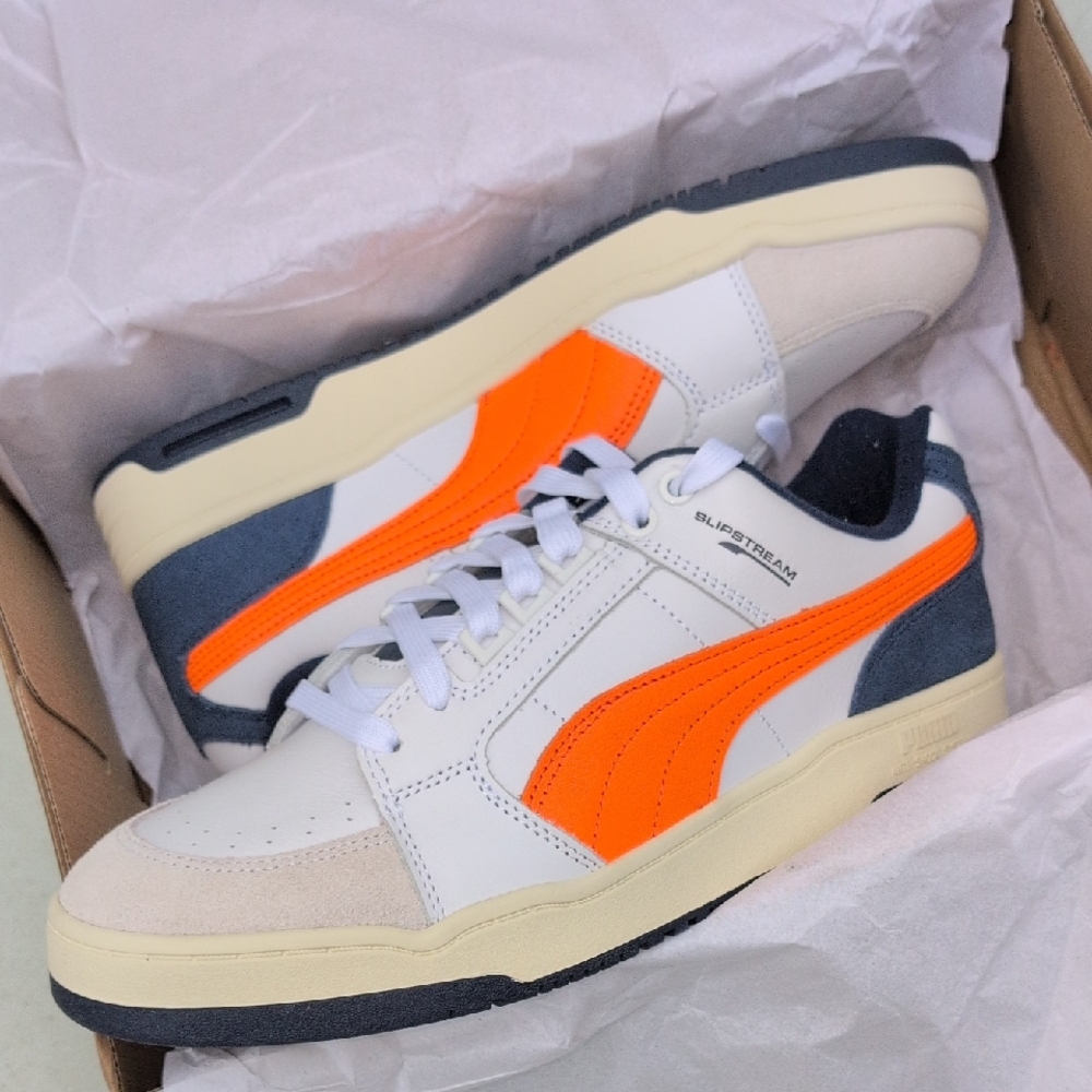 Puma Slipstream Low Retro - White Vibrant Orange - Men's Size 10.5 ( 384692 03 )
